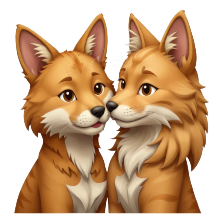 a dingo kissing a mainecoon sticker