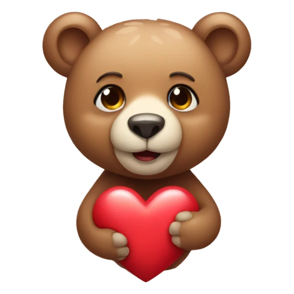 Bear cub holding a heart sticker