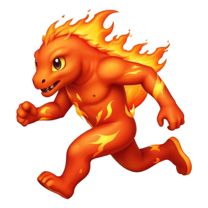 a fast lava creature without arms running and being hot sticker