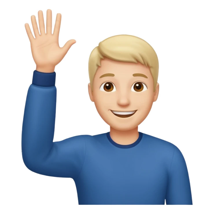 happy man rising hand sticker