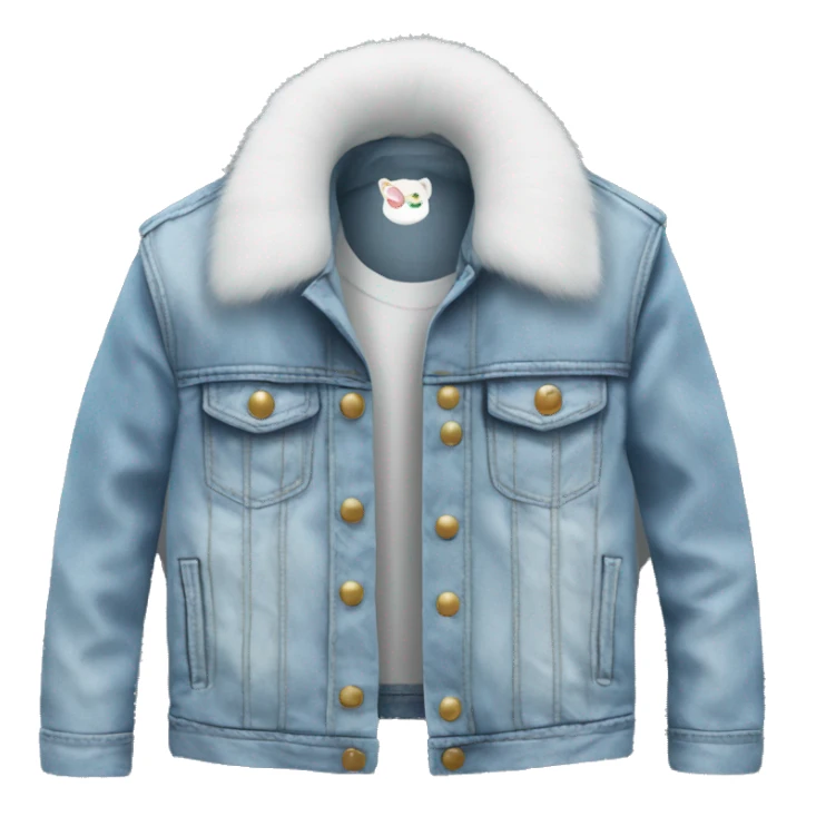 Light Denim Jackets with white fur sticker