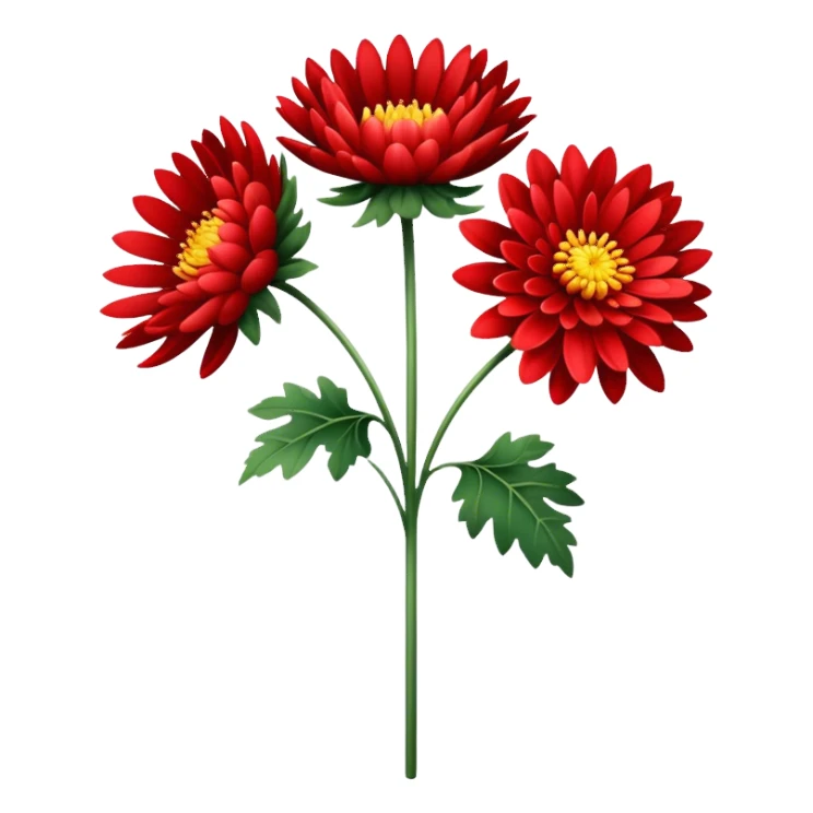 single Bright Red Chrysanthemum, straight stem sticker