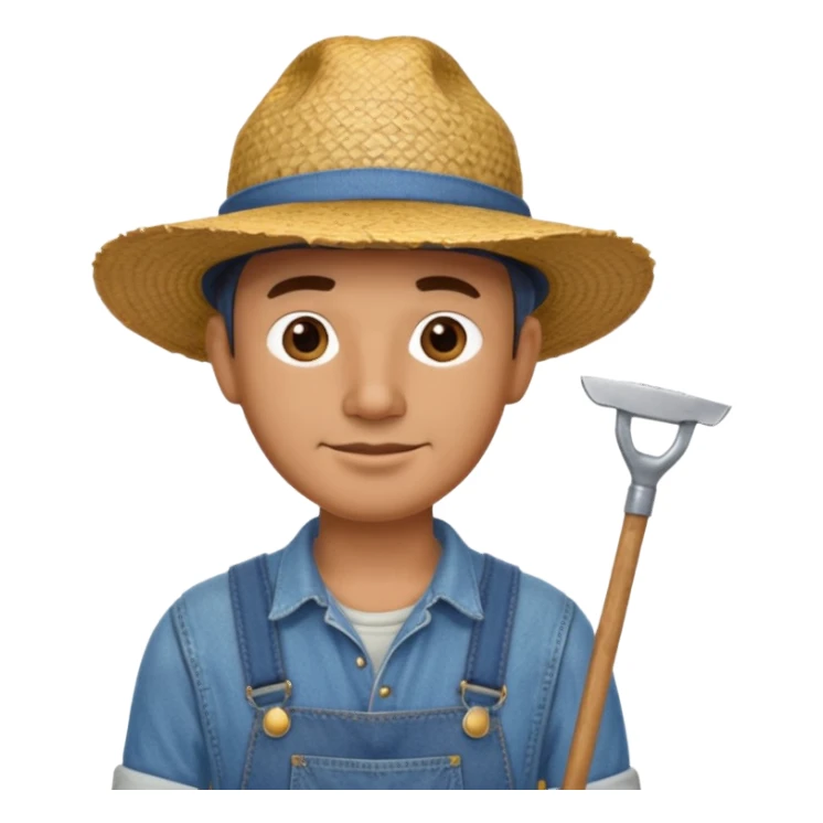 Farmer man – Straw hat, hoe on shoulder
 sticker