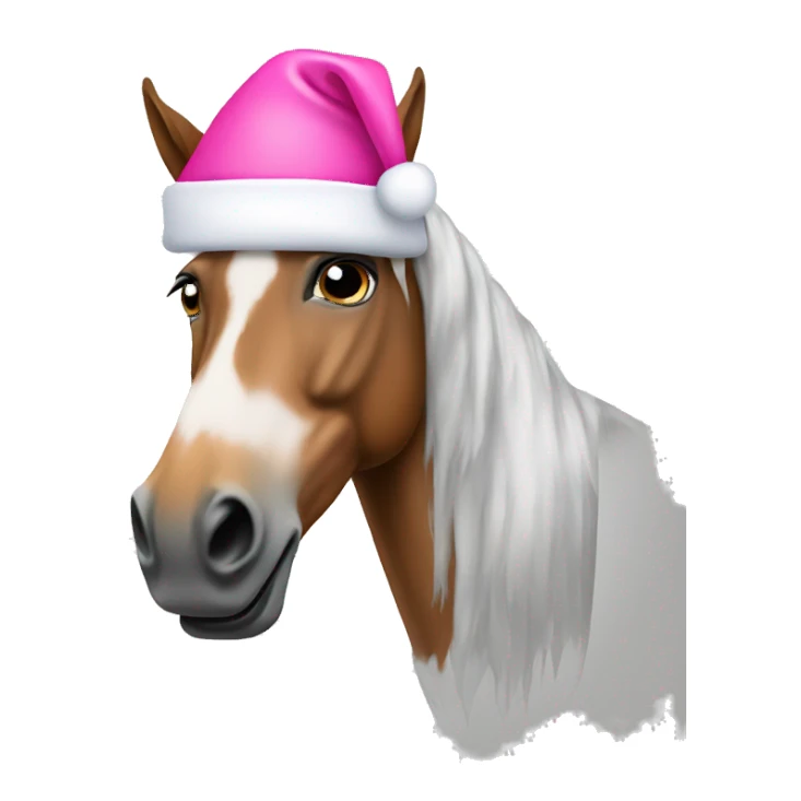 horse wearing pink santa hat sticker