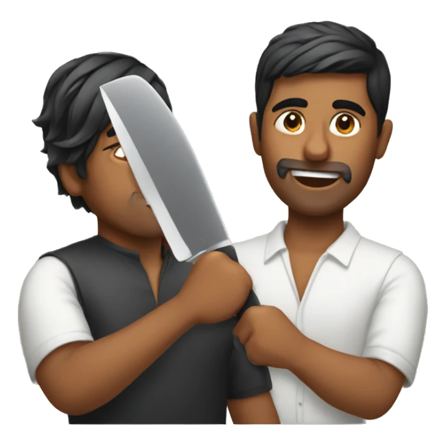 indian man cutting his hair sticker