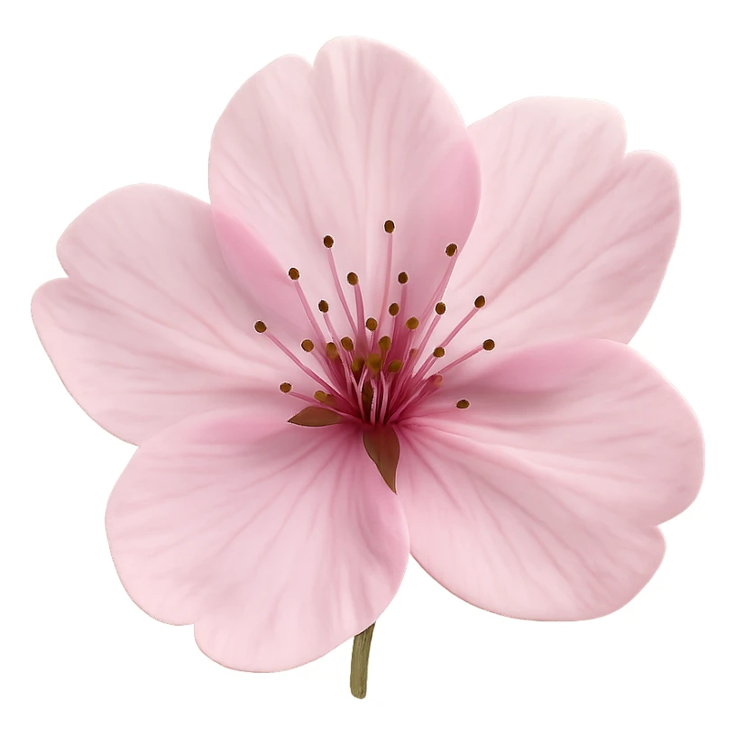 single pink cherry blossom flower, no background sticker
