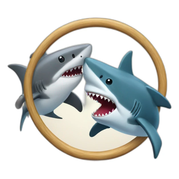 Shark boxing with dolphin in a ring sticker