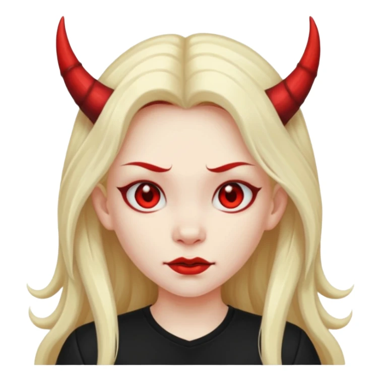 a long-haired devil girl with shirt sticker