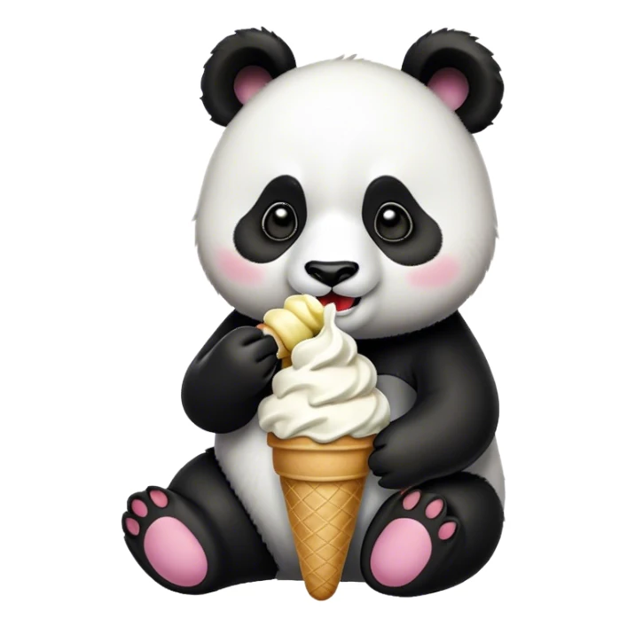 Panda eating ice cream sticker