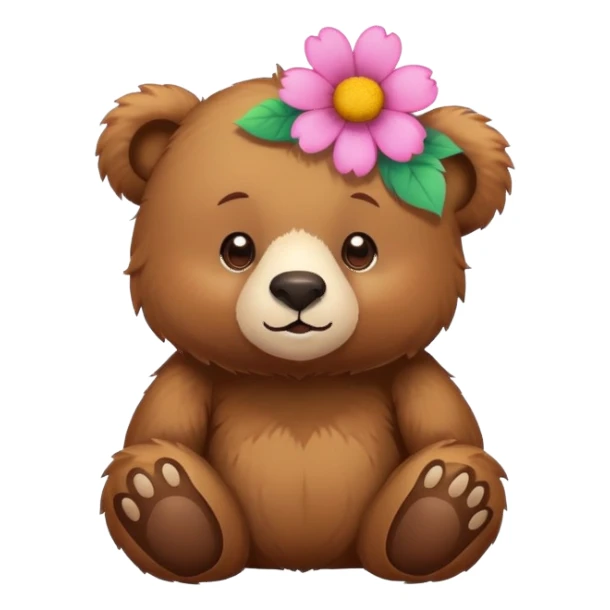 Bear with a flower on head sticker