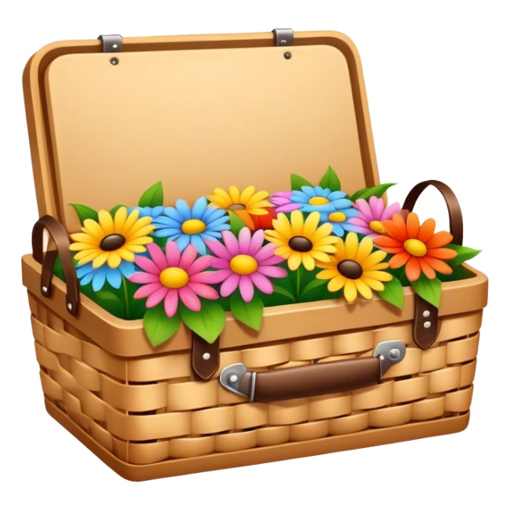 picnic basket with flowers inside sticker