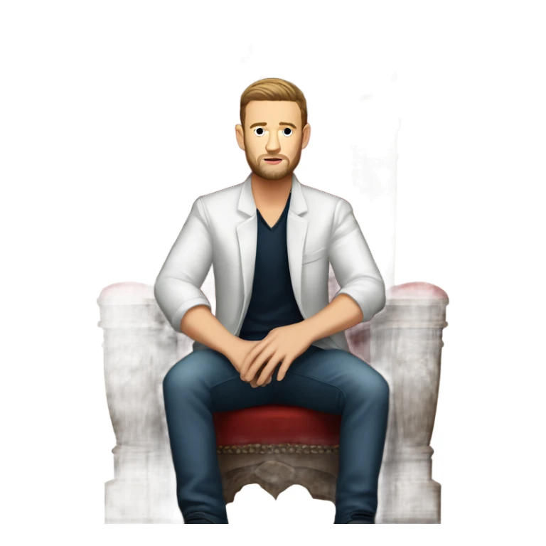 Justin Timberlake sitting on a throne sticker
