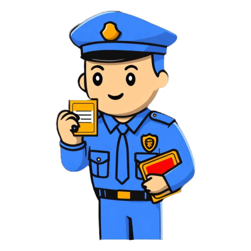 security officer holding a ticket sticker
