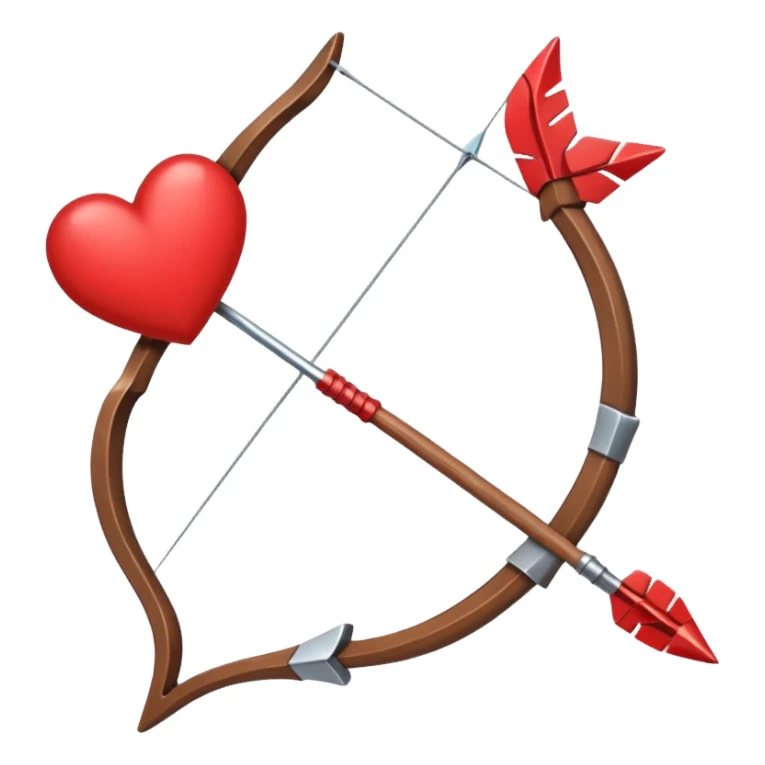 red bow and arrow with heart sticker