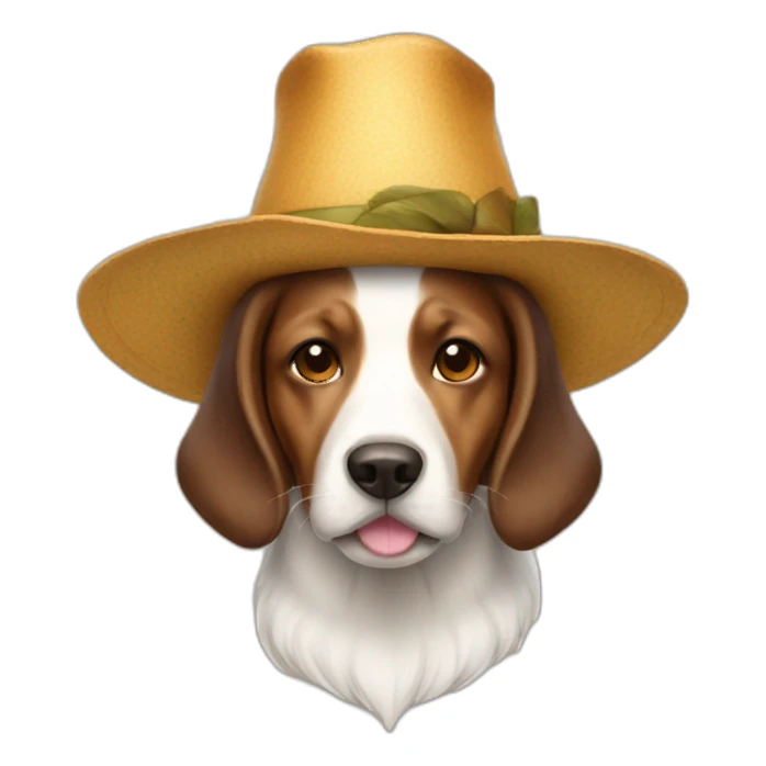 Dog with huge hat sticker