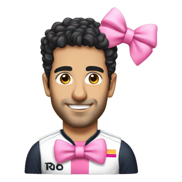 daniel ricciardo with a pink bow sticker