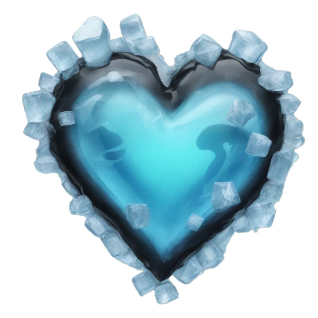 Black heart encased in ice sticker