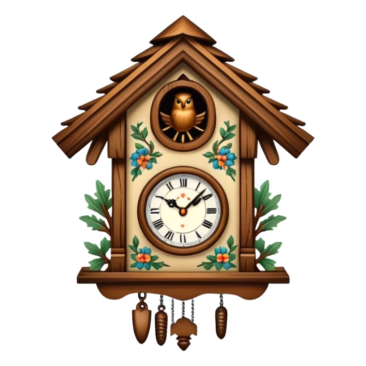 realistic detailed vintage cuckoo clock sticker