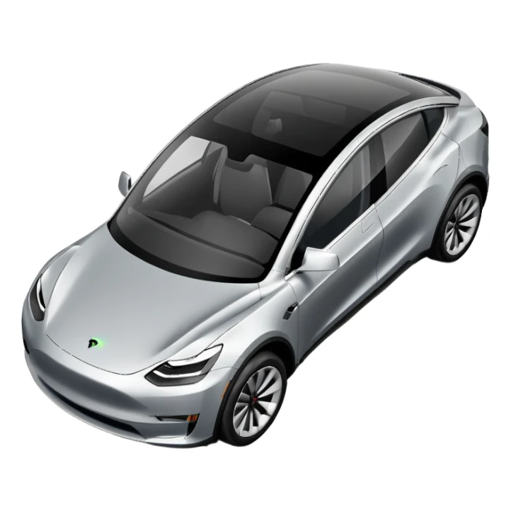 A Tesla Model Y parallel parking at a curb, from above sticker