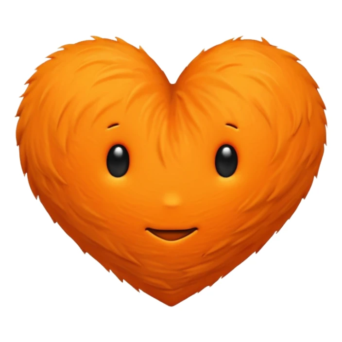 Furry orange faceless heart sticker