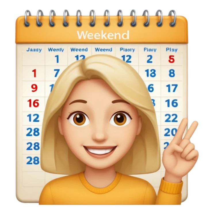 smiling face with a calendar, weekend plans theme sticker