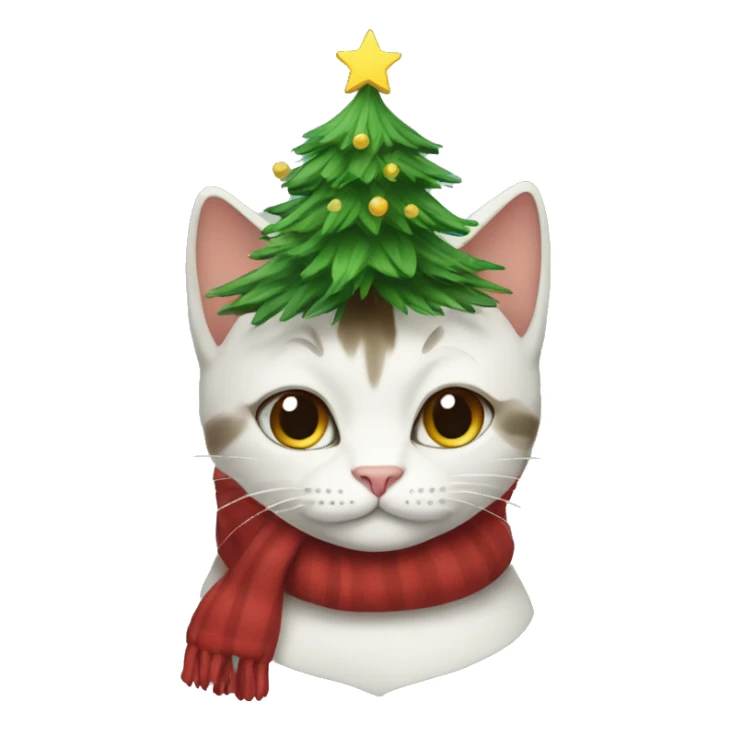 Cat with a christmas tree sticker