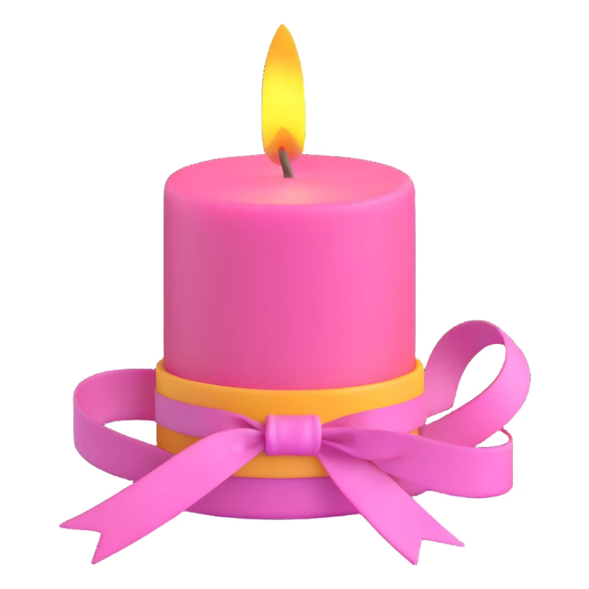 pink candle with a ribbon sticker