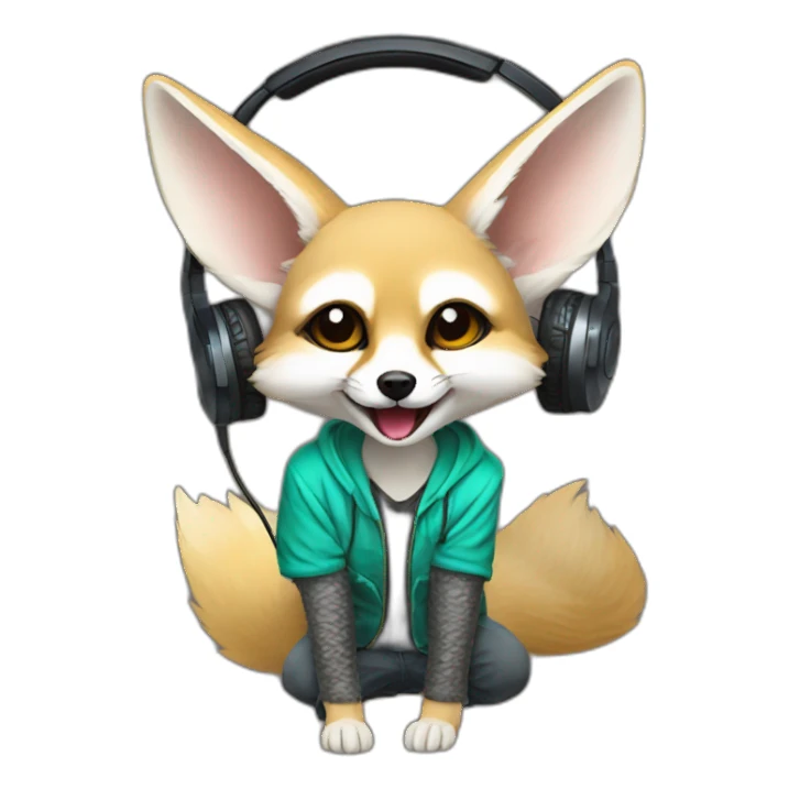 Fennec Fox as a DJ sticker