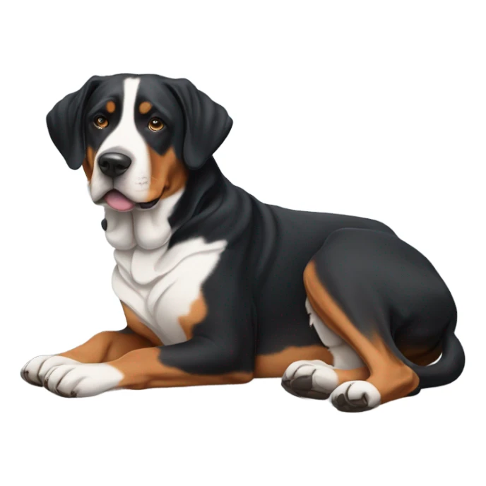 Swiss mountain dog laying on side sticker