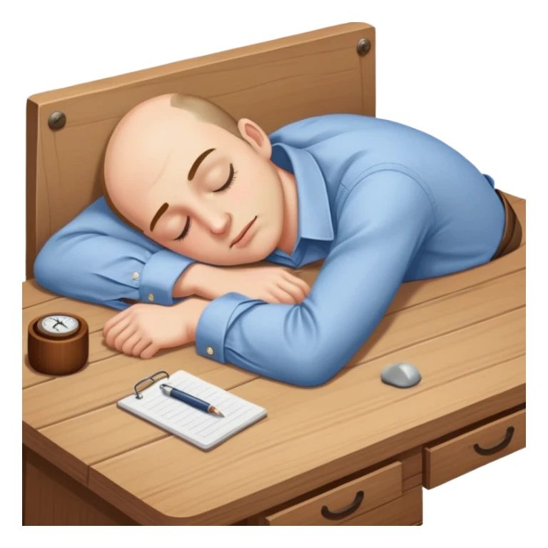man sleeping on a desk sticker