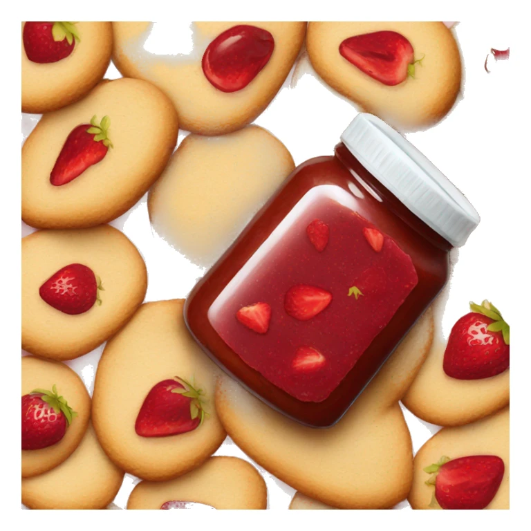 Strawberry jam spread on a cookie sticker