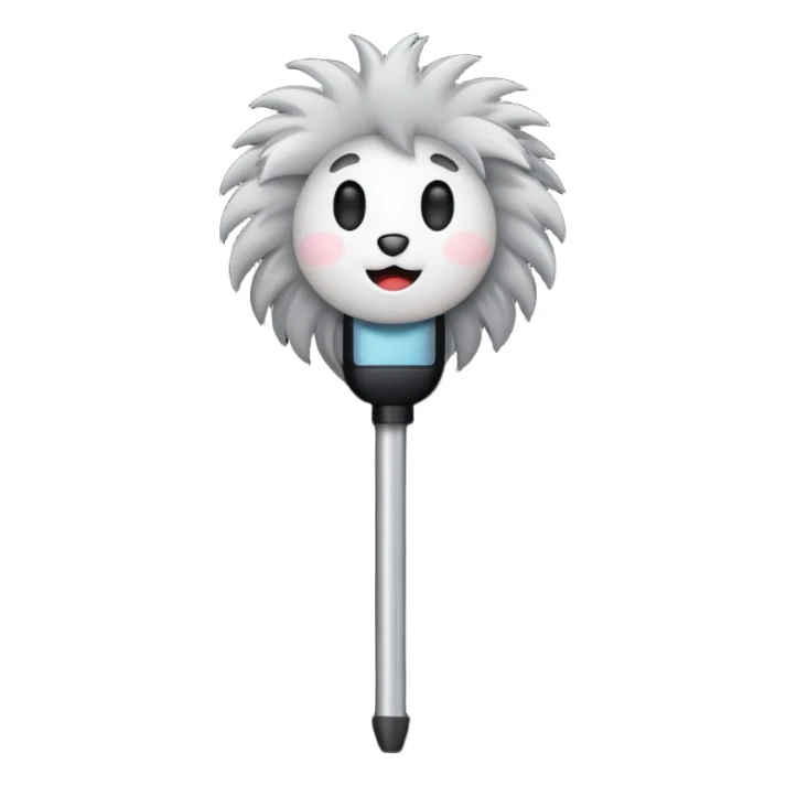 boom fluffy microphone with stick sticker