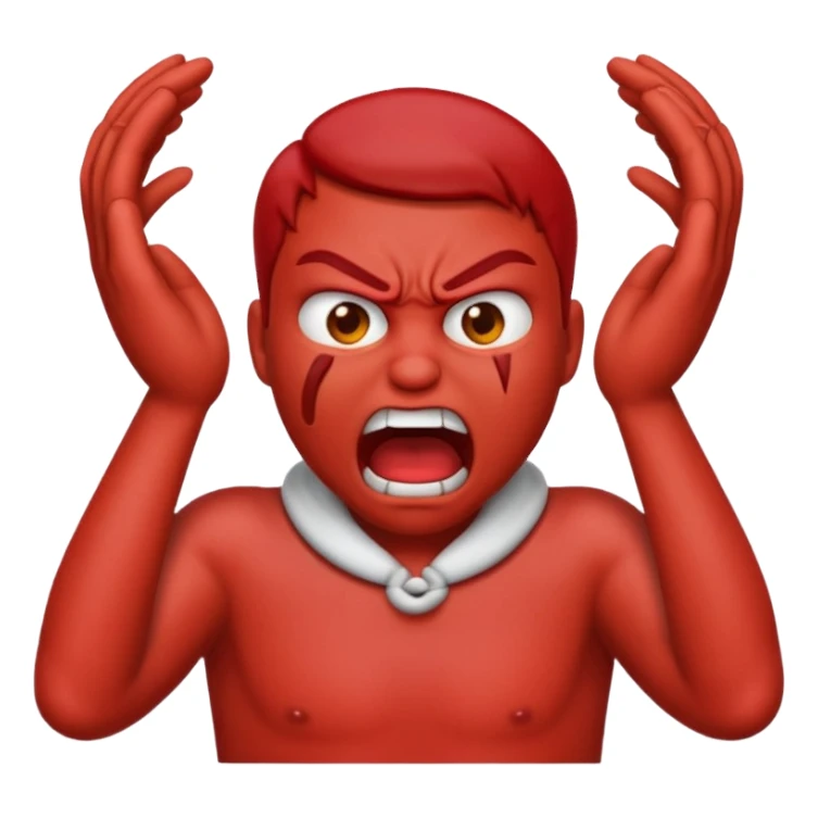 Create an emoji choking violently with hands on neck looking mad sticker