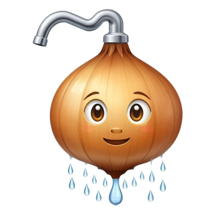 onion under showerhead, getting wet, water droplets sticker