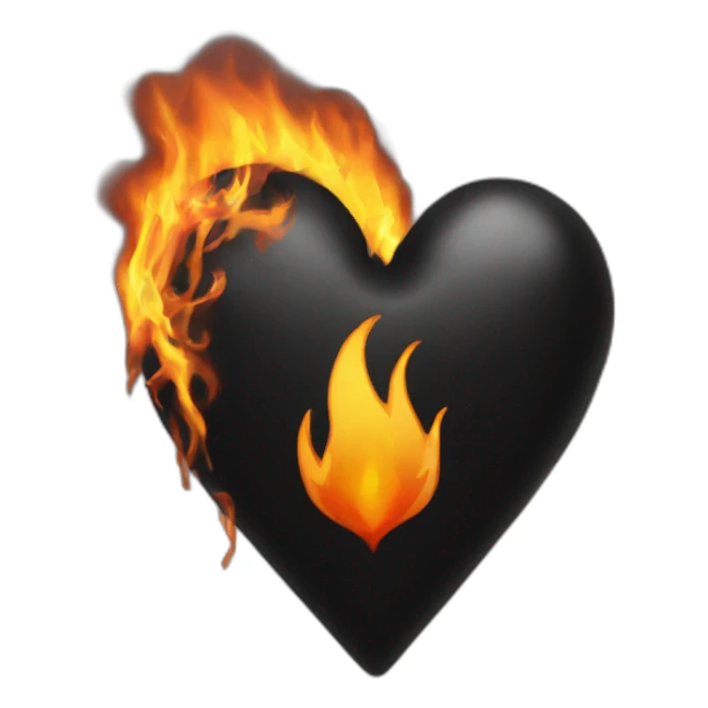Black heart burning with fire sticker