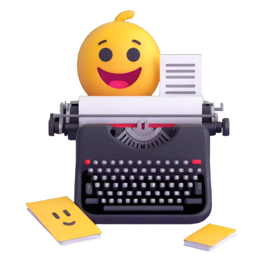 copywriter emoji, typewriter and paper, creative vibe sticker