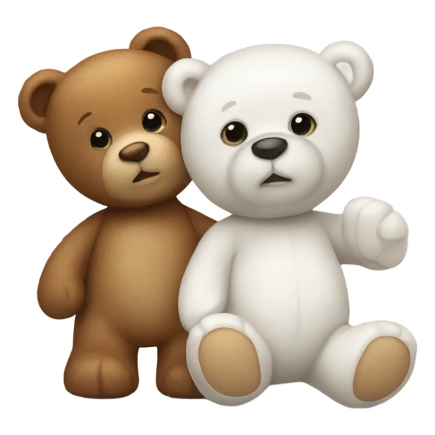 White teddy bear and brown teddy bear sticker