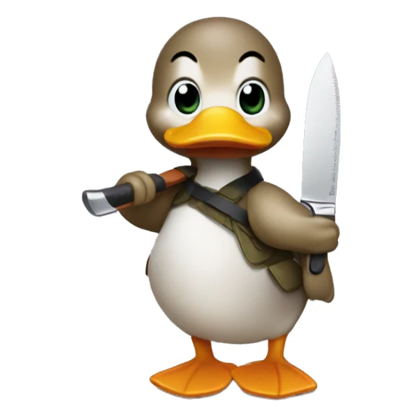 cute duck with knife sticker