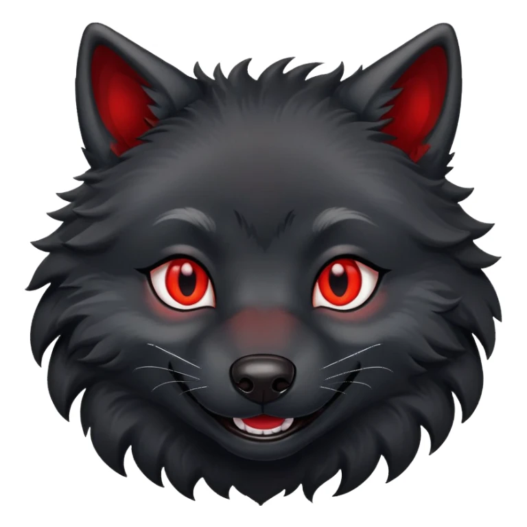 happy smiling black wolf with red eyes sticker