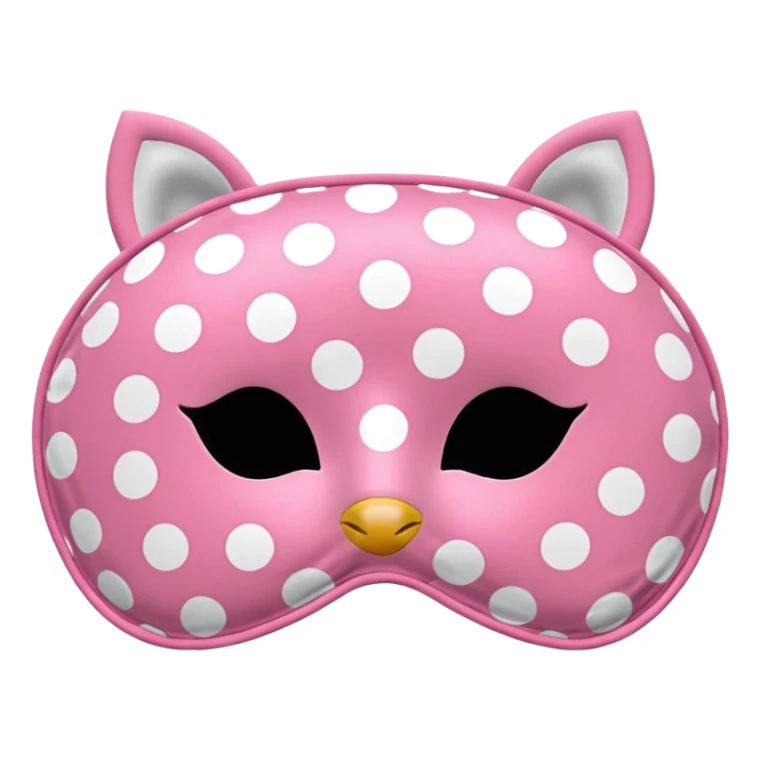 Pink sleeping mask with white polka dots sticker