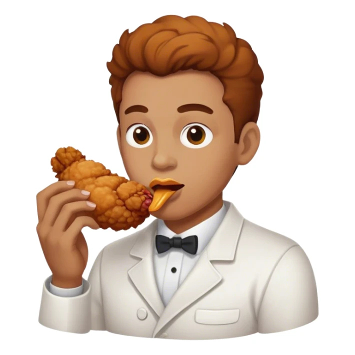 Person eating fried chicken sticker