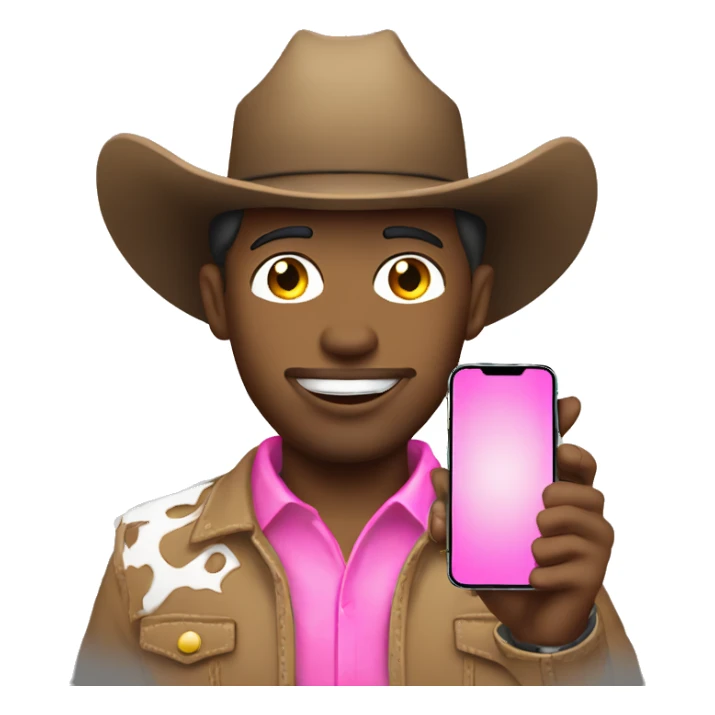 Light skinned cowboy with a pink cellphone sticker