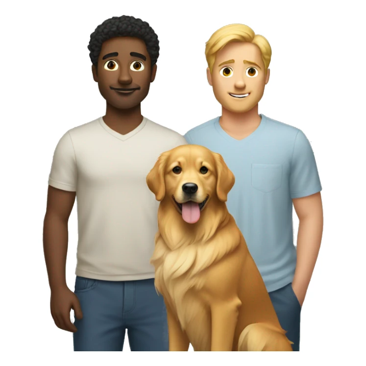 Two man with golden retriever sticker