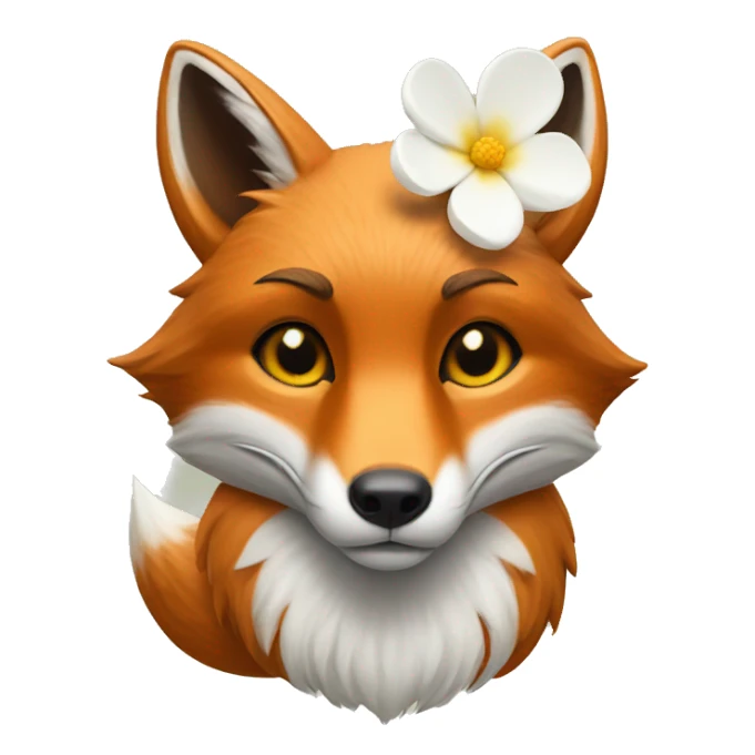 Fox with a white flower on the head sticker