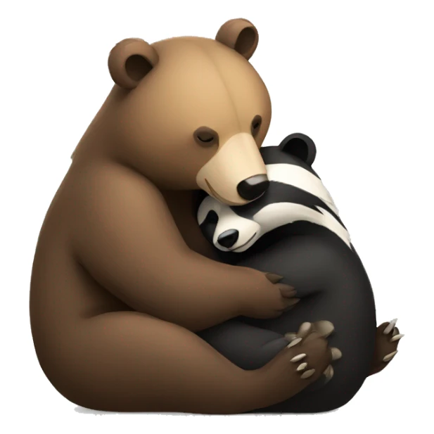 Bear and badger cuddling sticker
