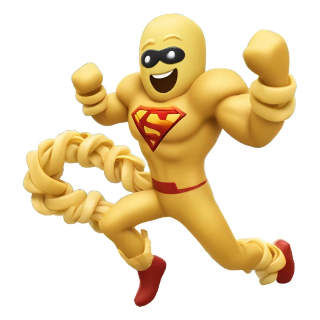 Super hero fusili pasta man saving train sticker