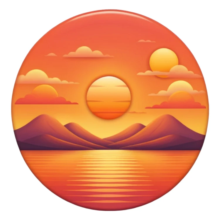 unset over horizon, rounded shapes, warm glowing colors, soft shading sticker
