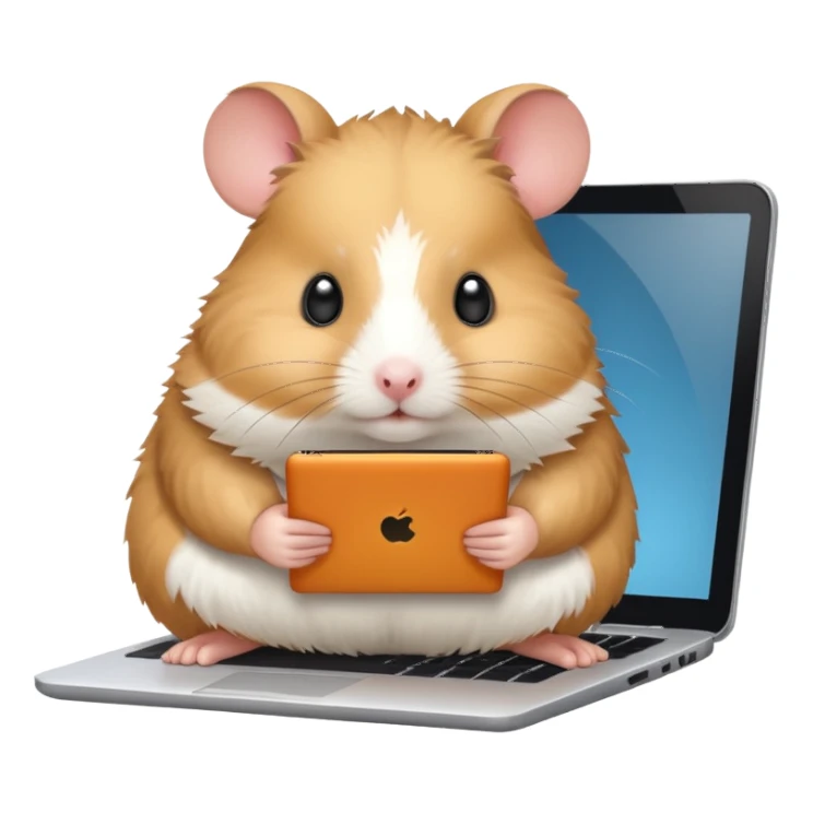 hamster working on a laptop sticker