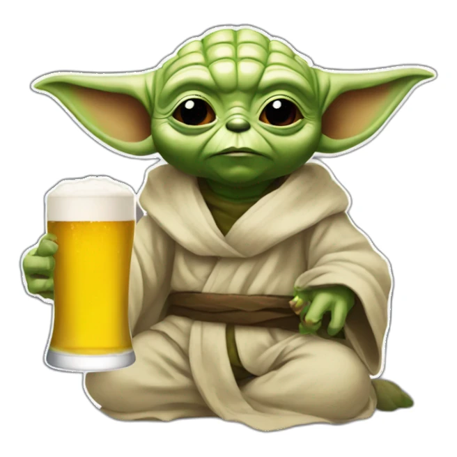 Yoda tomando cerveza sticker