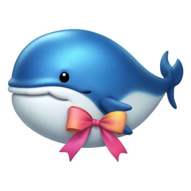 fat whale wearing a bow sticker